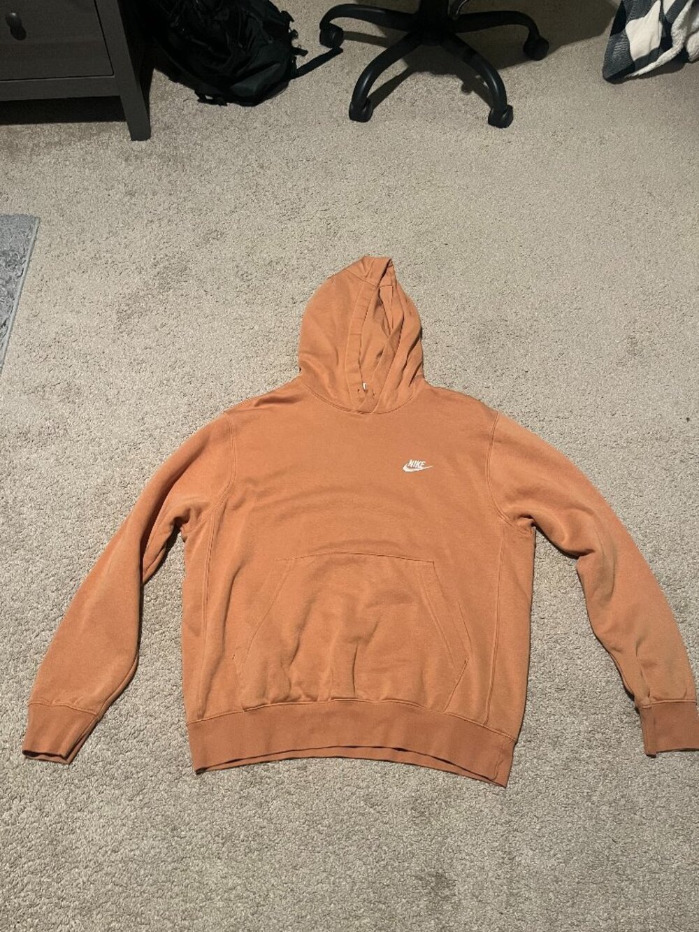 Nike Mini Swoosh Orange Hoodie Men's Medium